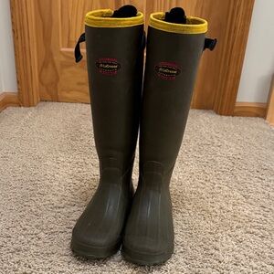 LaCrosse Grange 18" Fleece-lined Olive Tall Rubber Boots, Mens sz 9